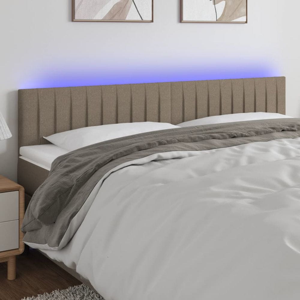 Vidaxl Čelo postele s LED sivohnedé 180x5x78/88 cm látka